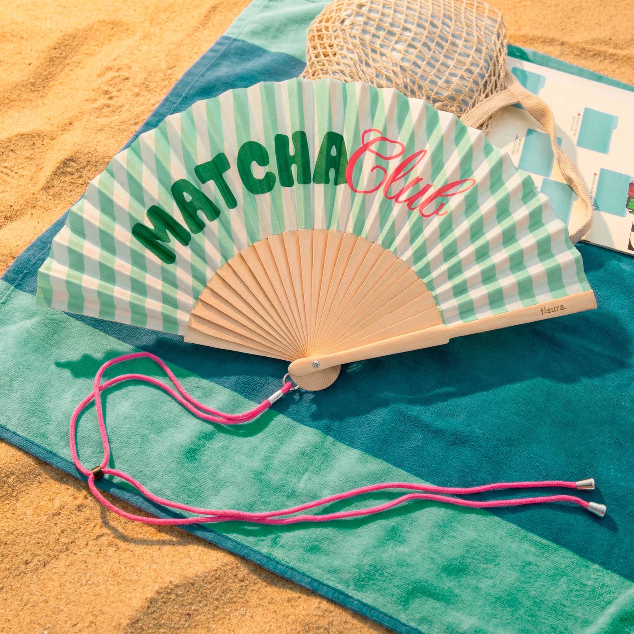 "Matcha Club" fan | Wood & Fabric