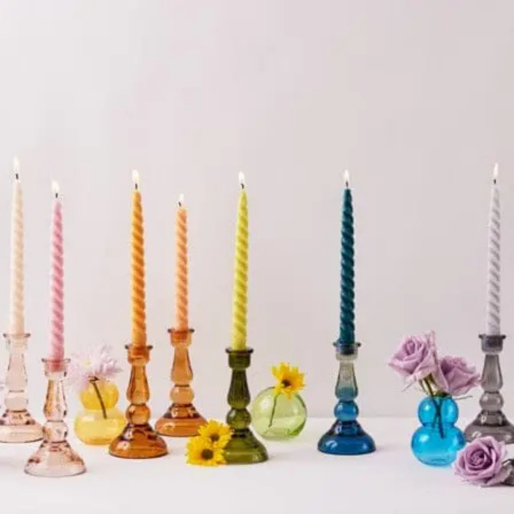 Paddywax Glass Candle Holder 9×17 cm – Modern Colors: Black, Pink, Orange, Green, Blue