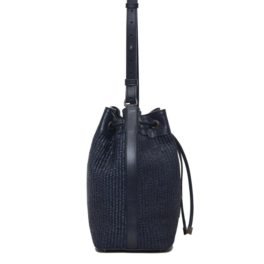 Thea | Πουγκί από ψάθα και δέρμα