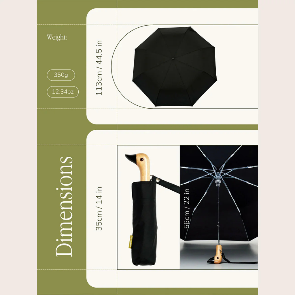 Black Eco-Friendly Compact Umbrella