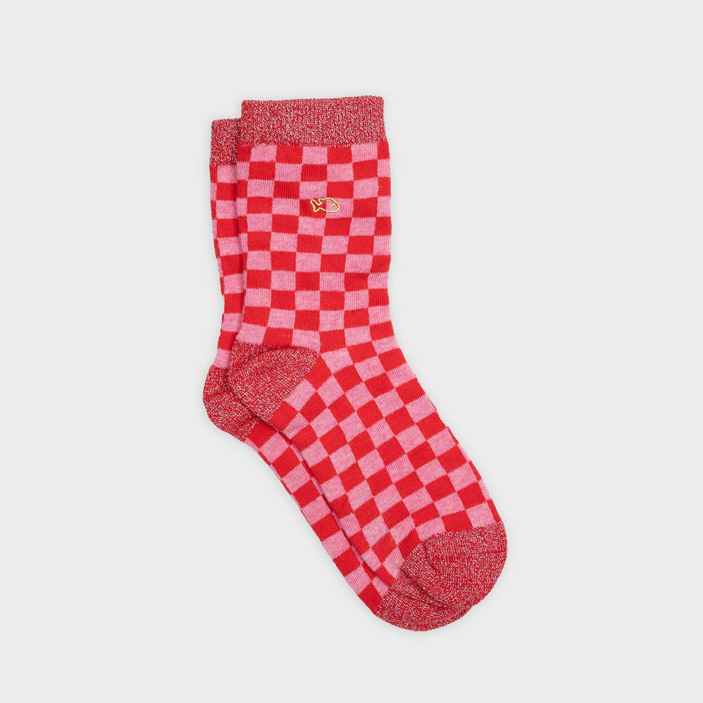 Plaid socks | Red and pink