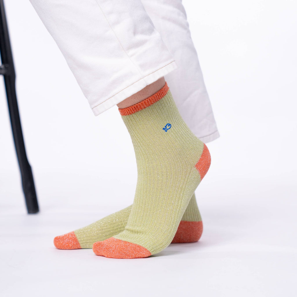 κάλτσες Billybelt από χτενισμένο βαμβάκι σε vintage πράσινο της μέντας (mint green) με κεντημένο λογότυπο.