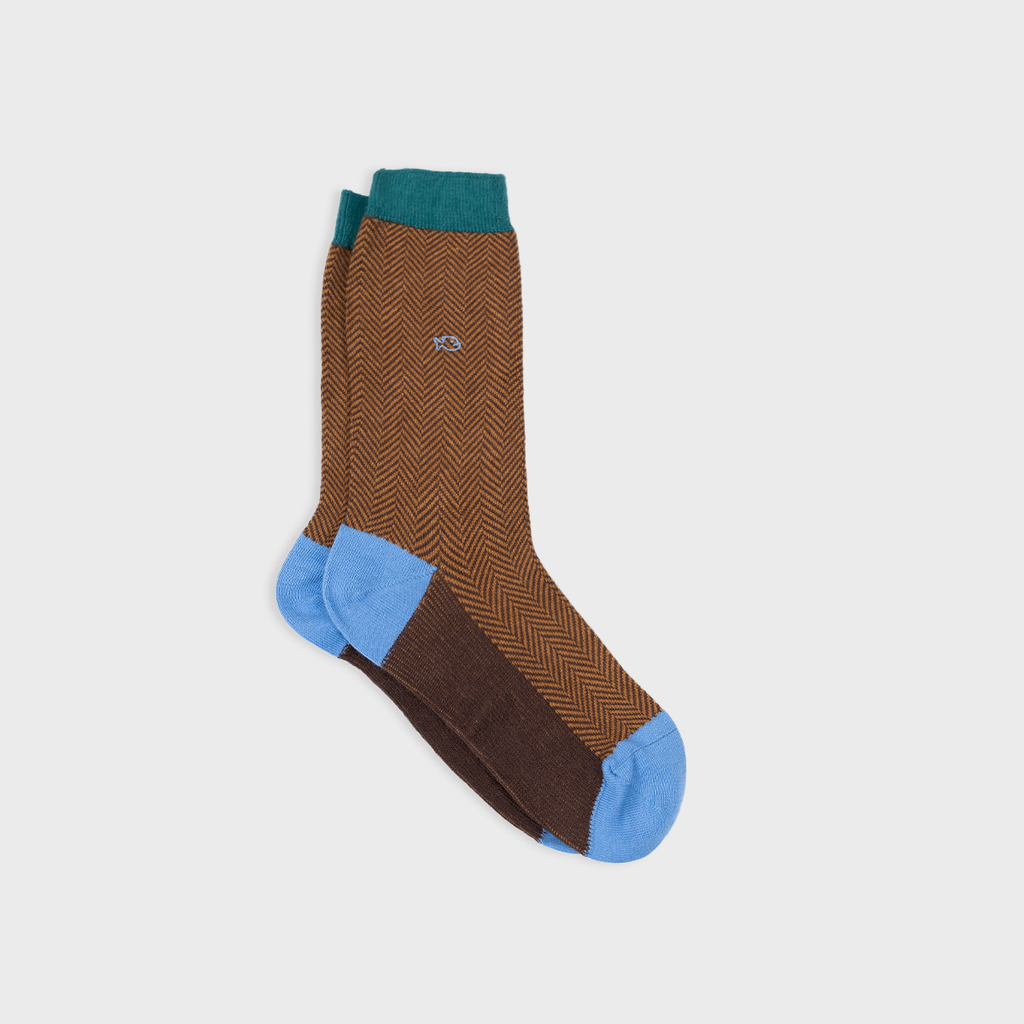 Spruce Chevron Combed Cotton Socks