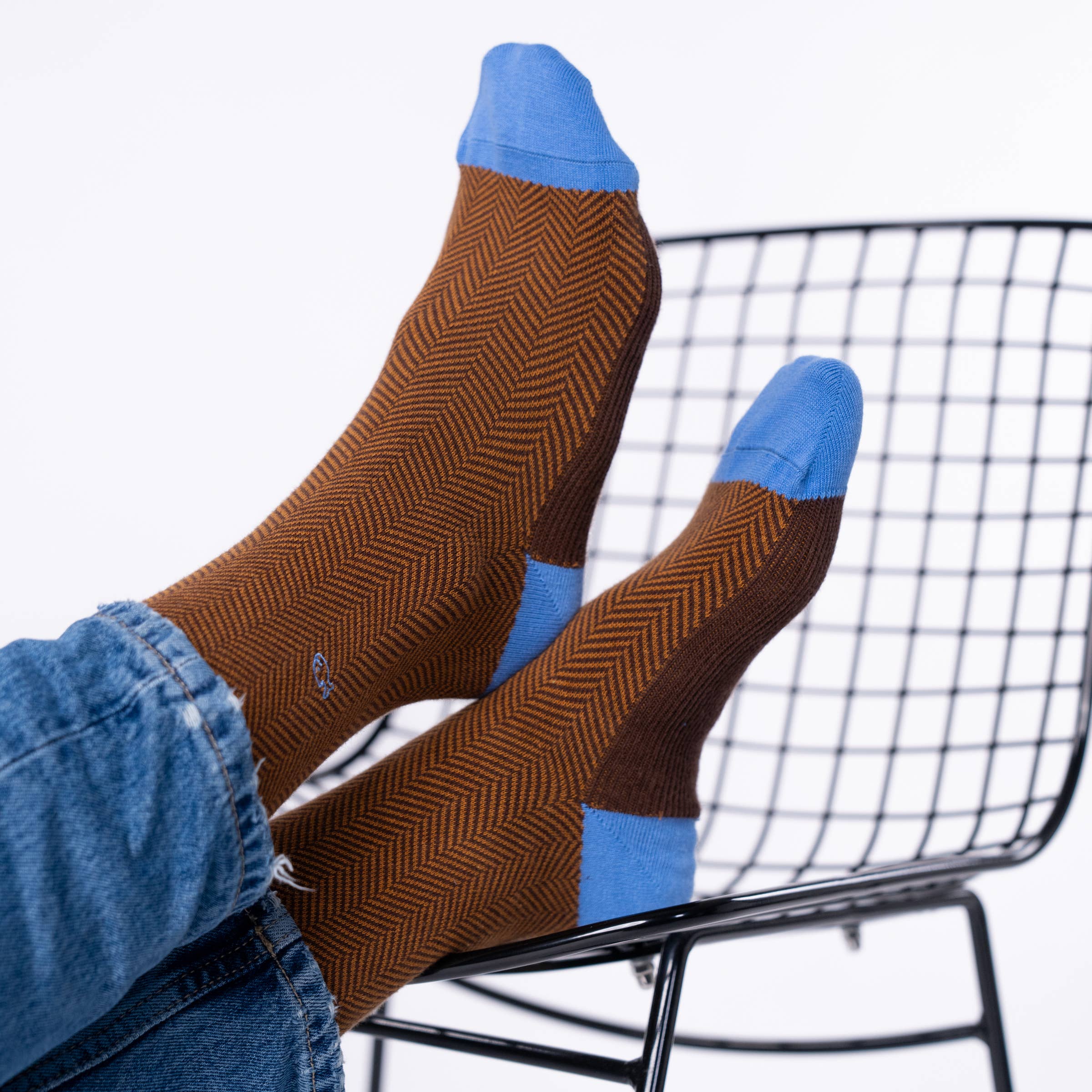 Spruce Chevron Combed Cotton Socks
