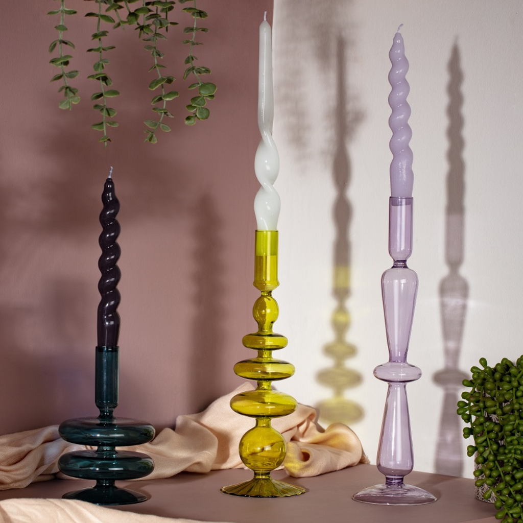 Ocean Teal γυάλινο κηροπήγιο 15cm