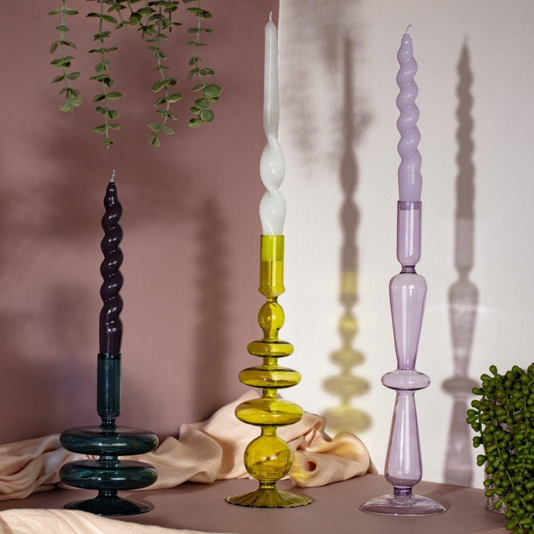 Ocean Teal γυάλινο κηροπήγιο 15cm