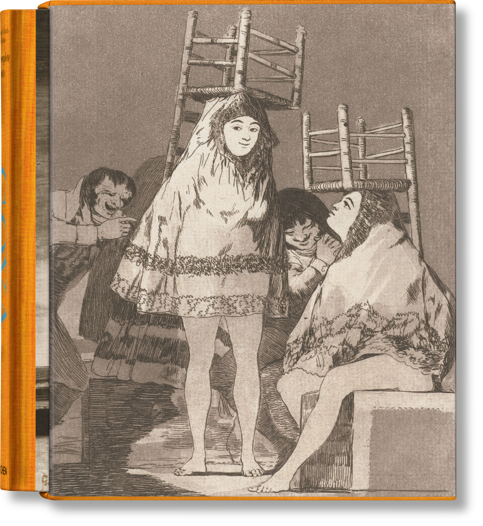 Το βιβλίο Goya. The Complete Prints των εκδόσεων TASCHEN, με σκληρό εξώφυλλο που παρουσιάζει εμβληματικό χαρακτικό έργο του Francisco de Goya.
