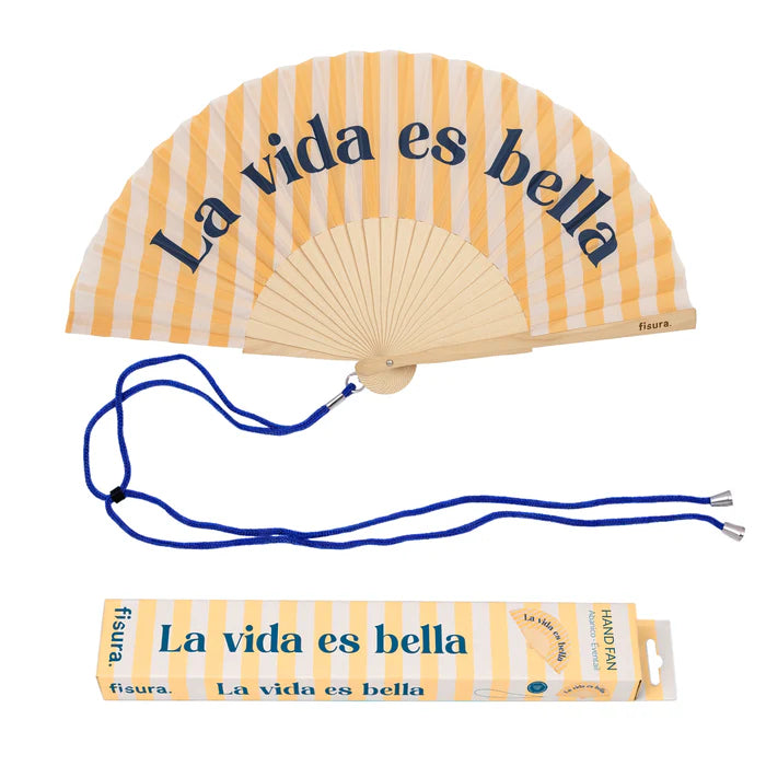 "Life Is Beautiful" fan | Wood & Fabric