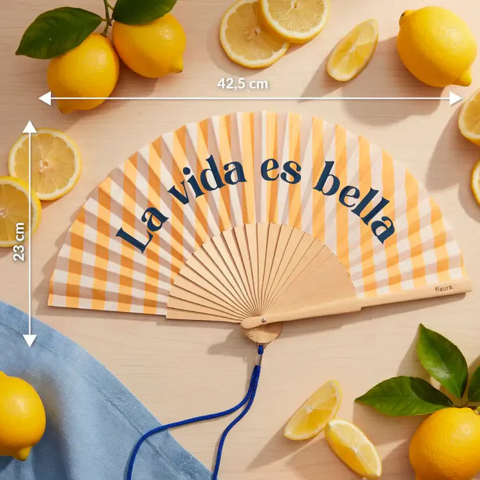 "Life Is Beautiful" fan | Wood & Fabric
