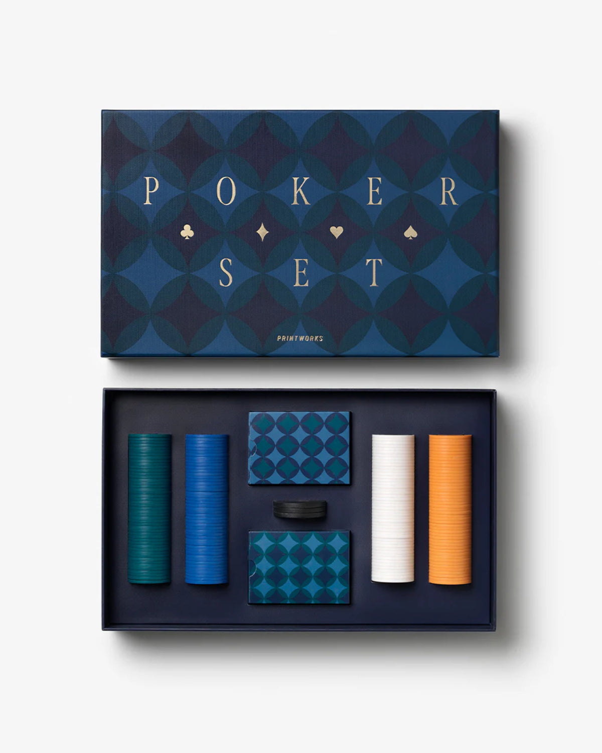 Premium σετ πόκερ Printworks Art of Poker σε κομψό μαύρο κουτί με μοντέρνο μίνιμαλ σχεδιασμό.