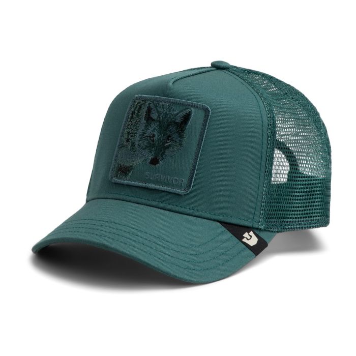 Αυθεντικό λαδί trucker καπέλο Goorin Bros. με κεντημένο patch λύκου και λαδί δίχτυ