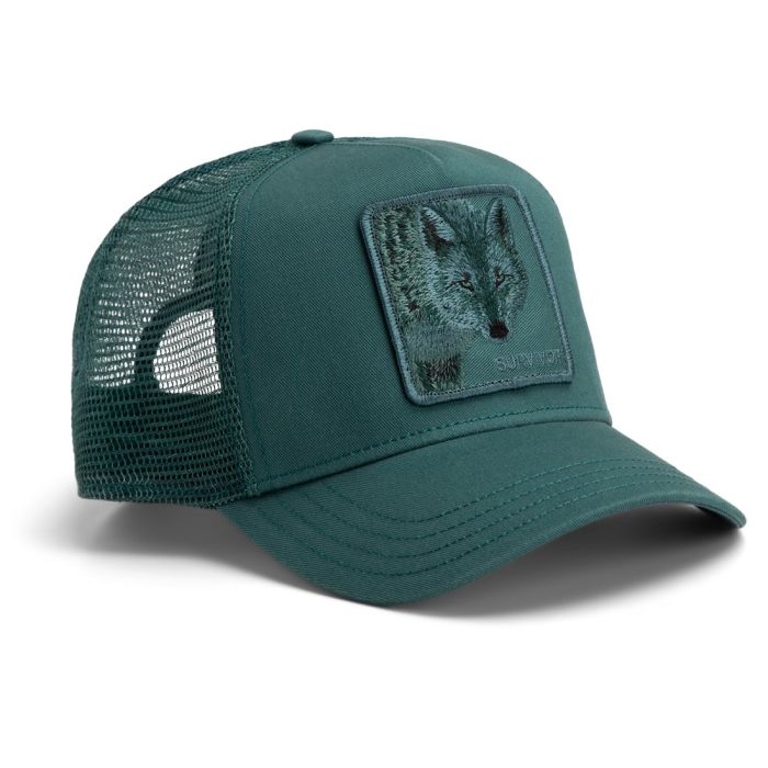 Αυθεντικό λαδί trucker καπέλο Goorin Bros. με κεντημένο patch λύκου και λαδί δίχτυ
