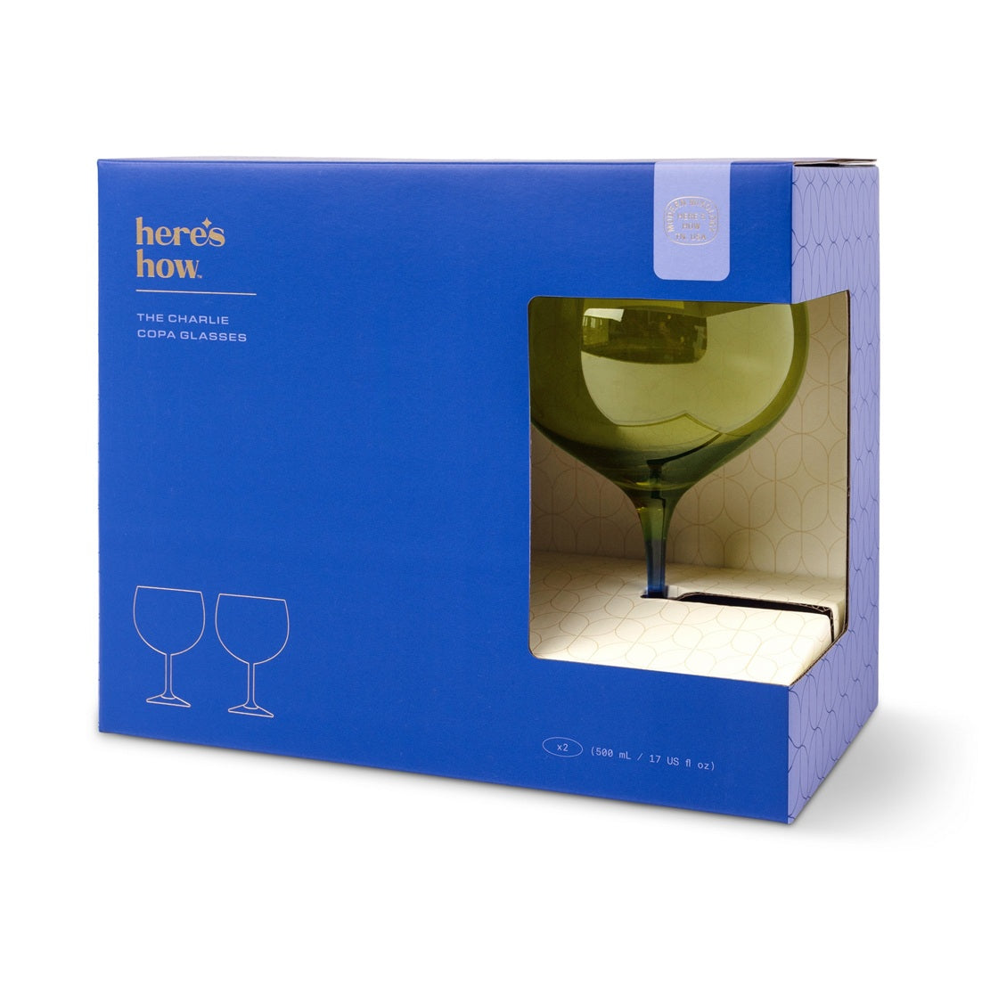"The Charlie" Copa Glasses | Σετ 2 Ποτήρια ( Olive & Cobalt)