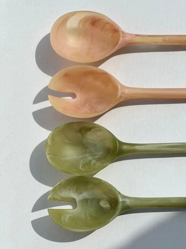 Resin Salad Servers Set 30cm | Coral