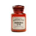 Αρωματικό κερί σόγιας Paddywax Apothecary Chamomile & Fig 226g σε κεχριμπαρένιο γυάλινο βάζο φαρμακείου.