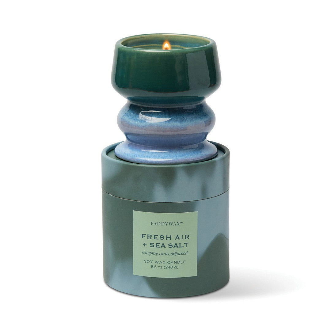 Αρωματικό κερί σόγιας Paddywax Melt Fresh Air & Sea Salt 226g σε οργανικό ματ κεραμικό δοχείο.