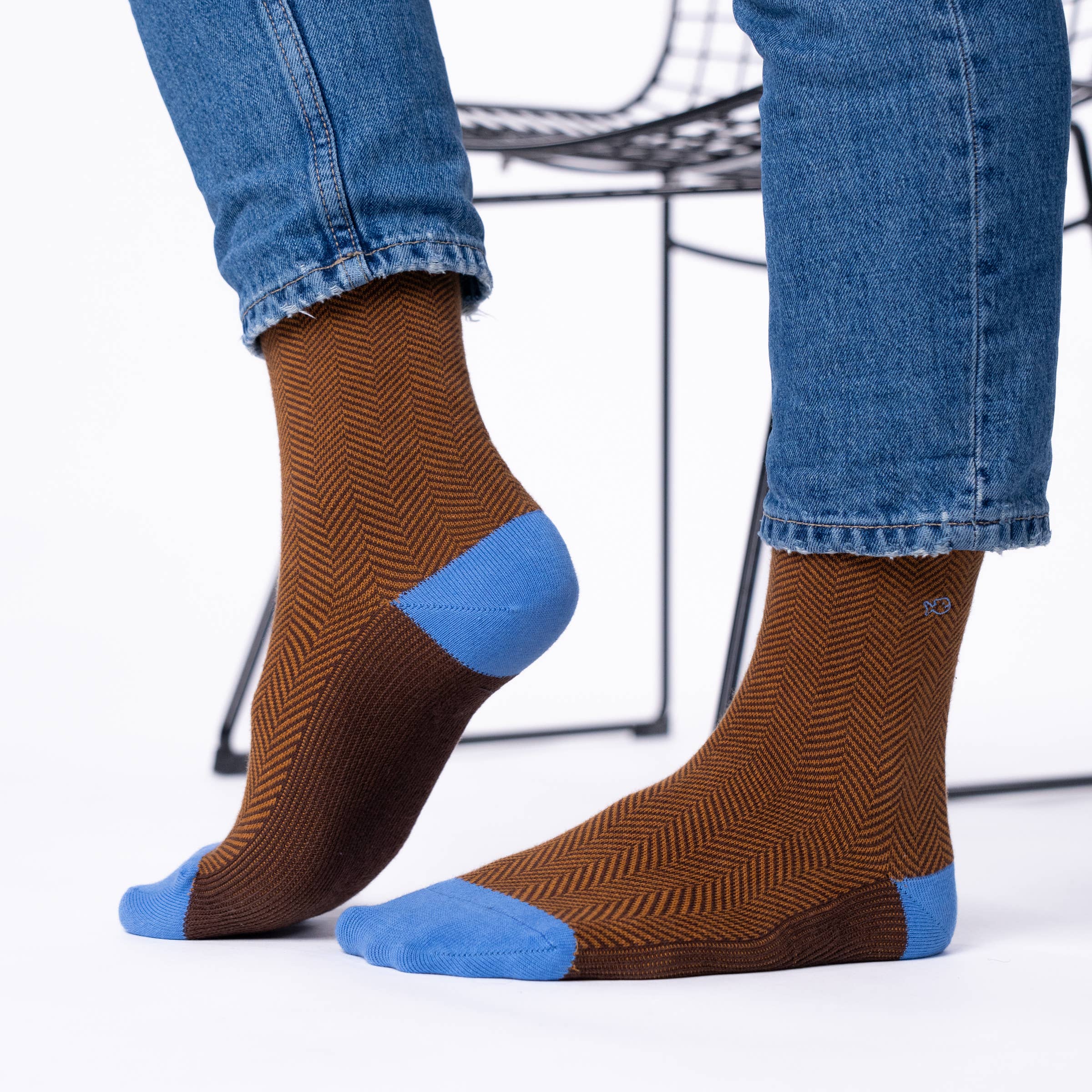 Spruce Chevron Combed Cotton Socks