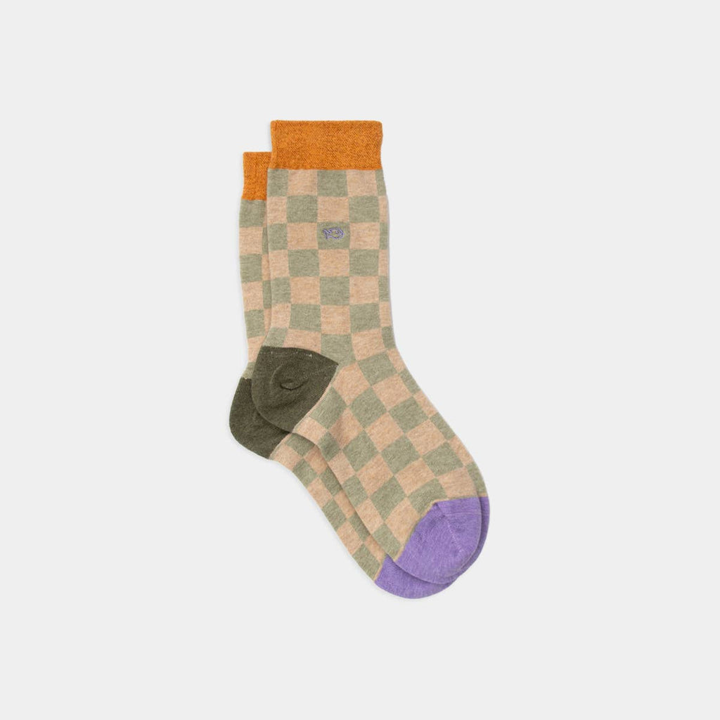Checked combed cotton socks - Beach race