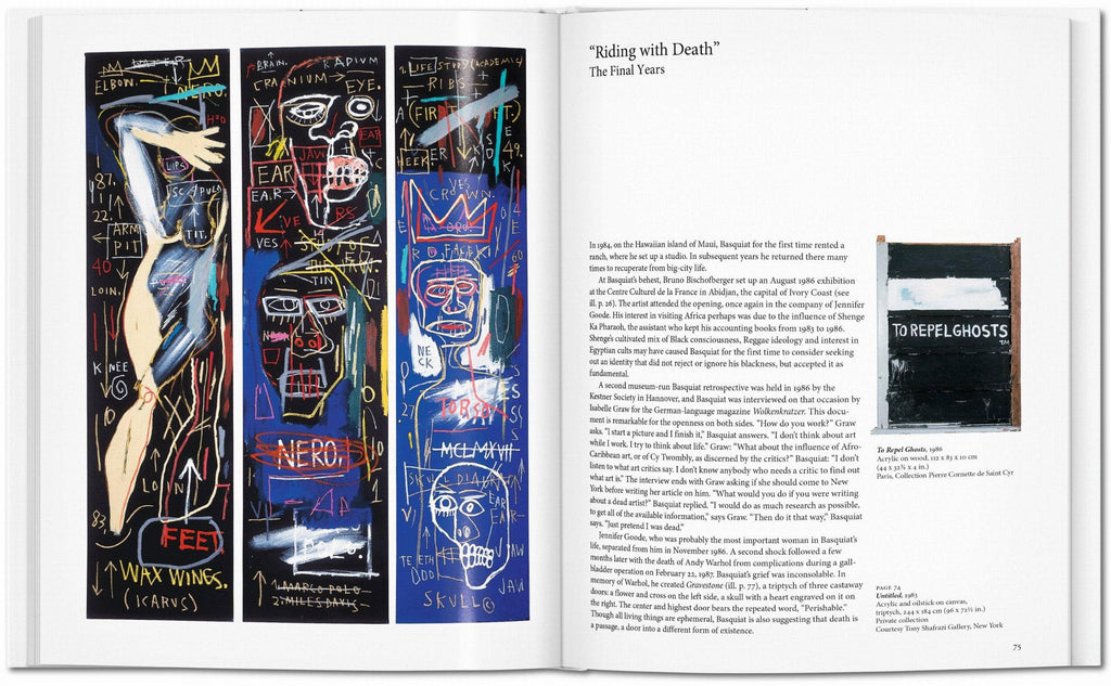 Το βιβλίο Basquiat των εκδόσεων TASCHEN, 40ή επετειακή έκδοση, με σκληρό εξώφυλλο που απεικονίζει εμβληματικό έργο του καλλιτέχνη.