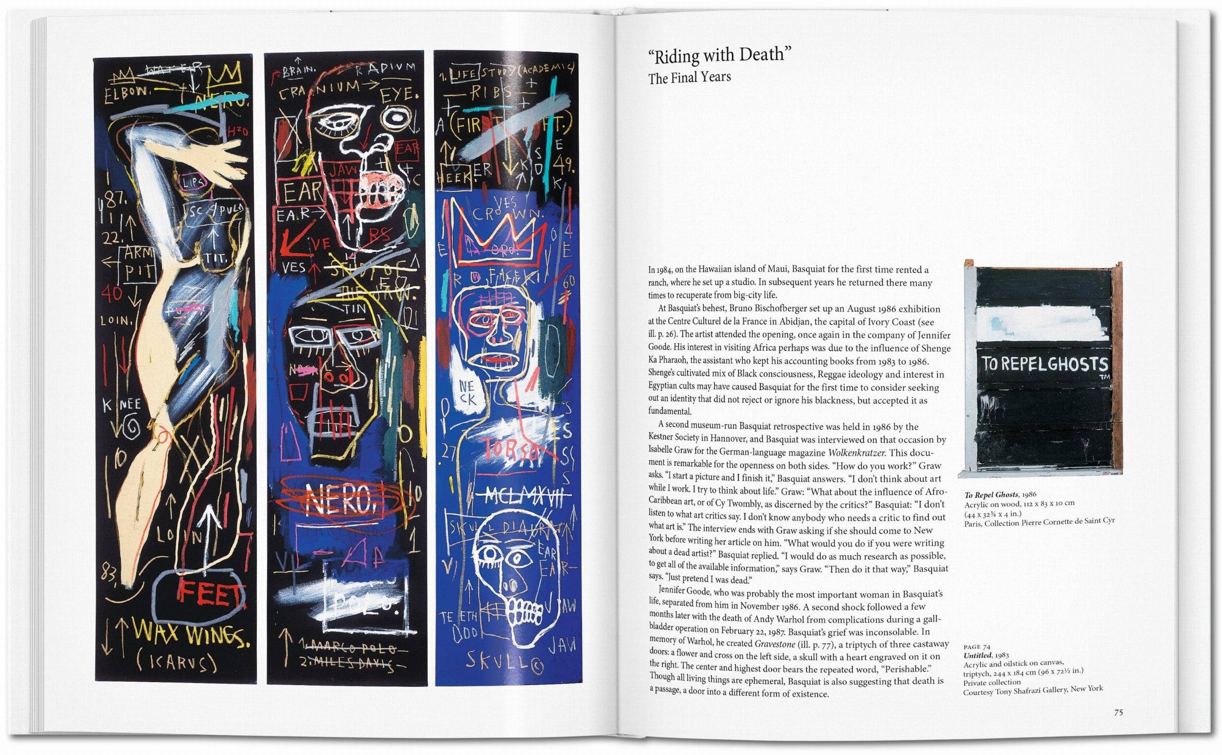 Το βιβλίο Basquiat των εκδόσεων TASCHEN, 40ή επετειακή έκδοση, με σκληρό εξώφυλλο που απεικονίζει εμβληματικό έργο του καλλιτέχνη.