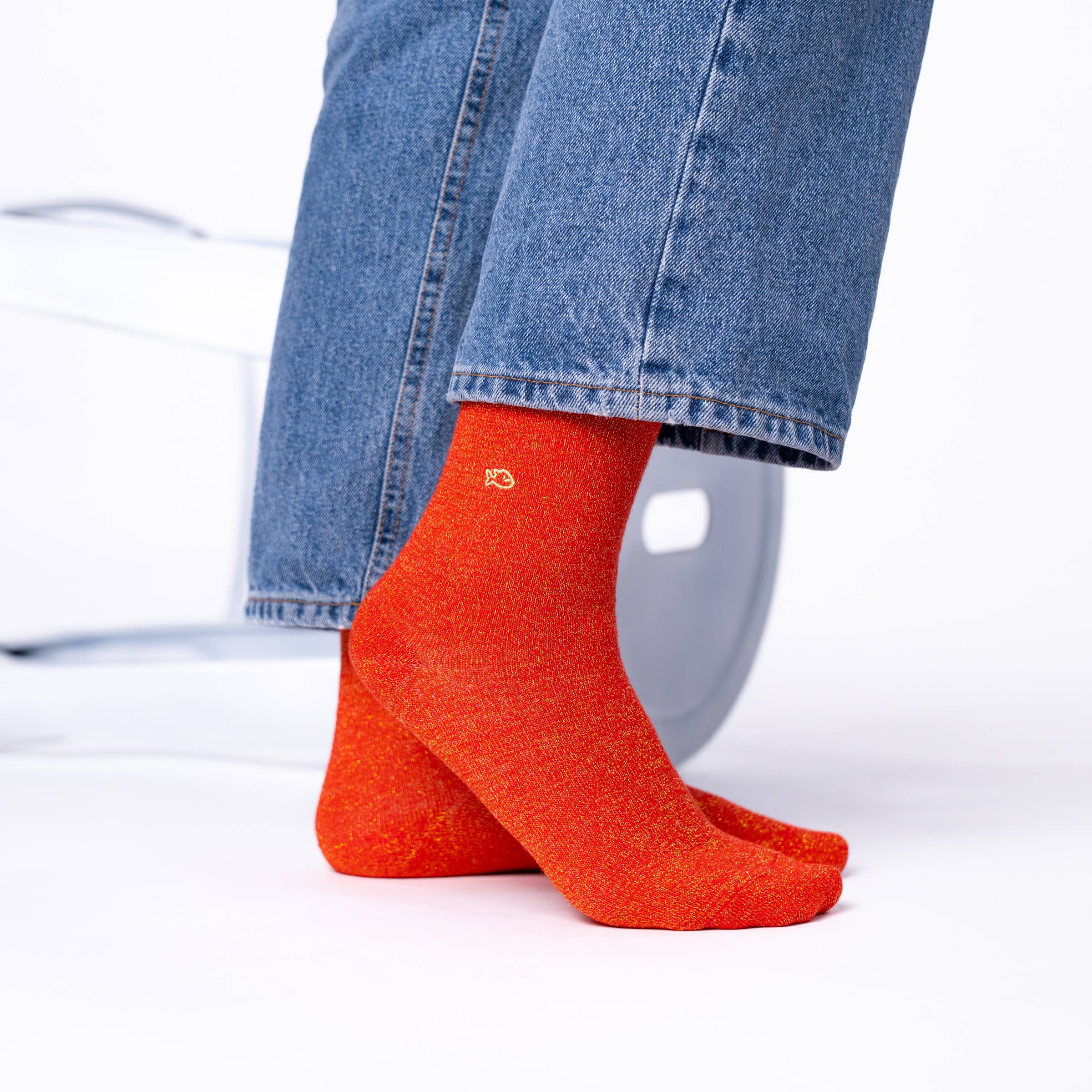 Sparkly socks in combed cotton Plain | Orange