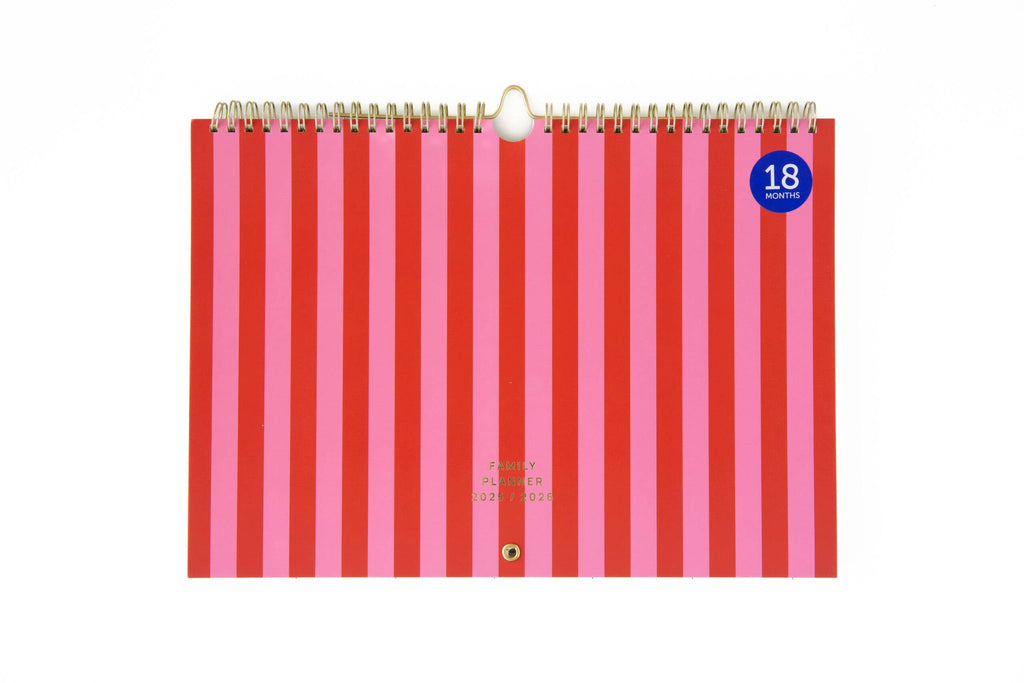 Fabric Family Planner 2025/2026 (18 Μήνες) | Οικογενειακός Οργανωτής | Stripes Pink