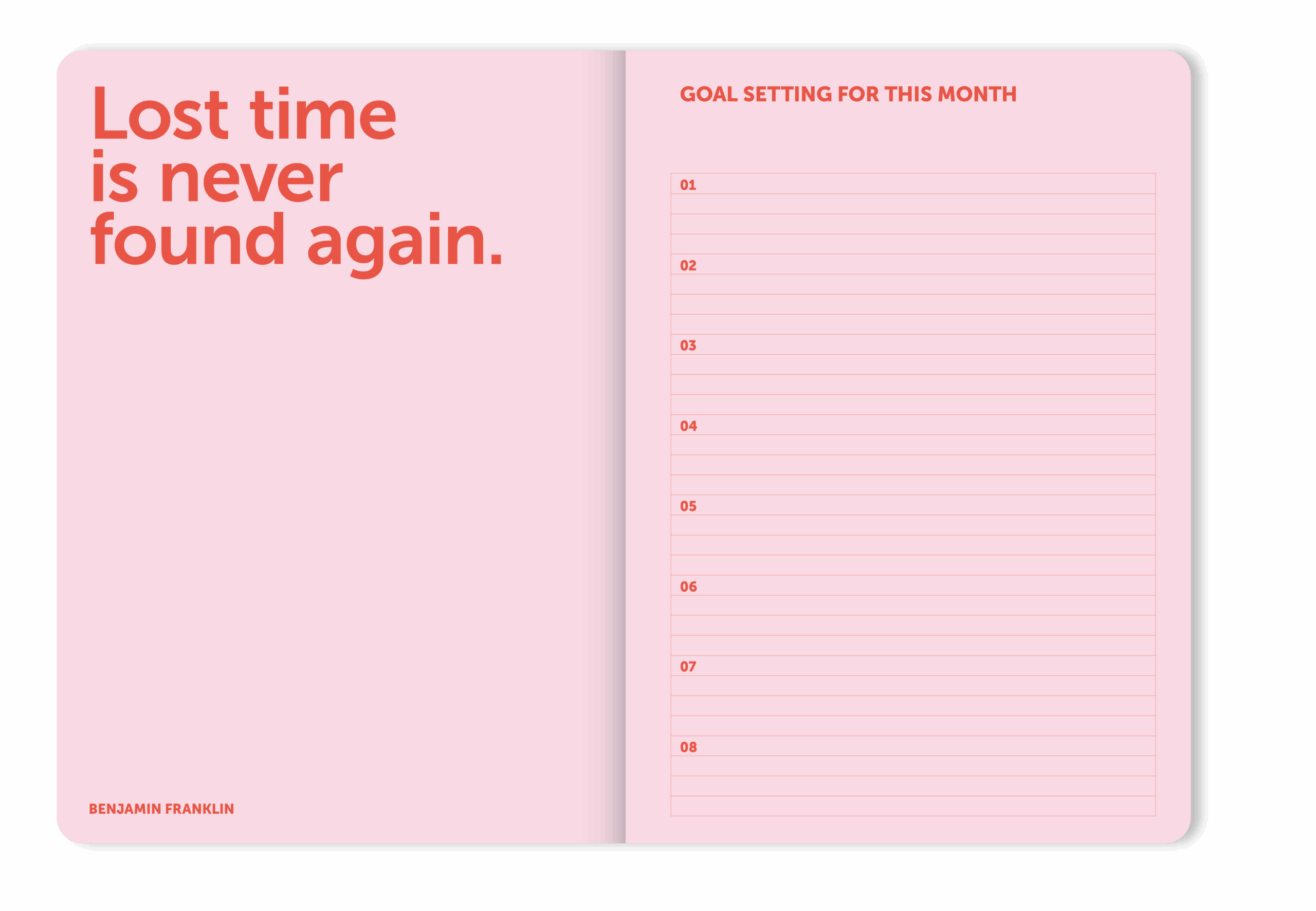 A-Journal Spiral Organiser 2026 | Pink Red (25 x 19cm)