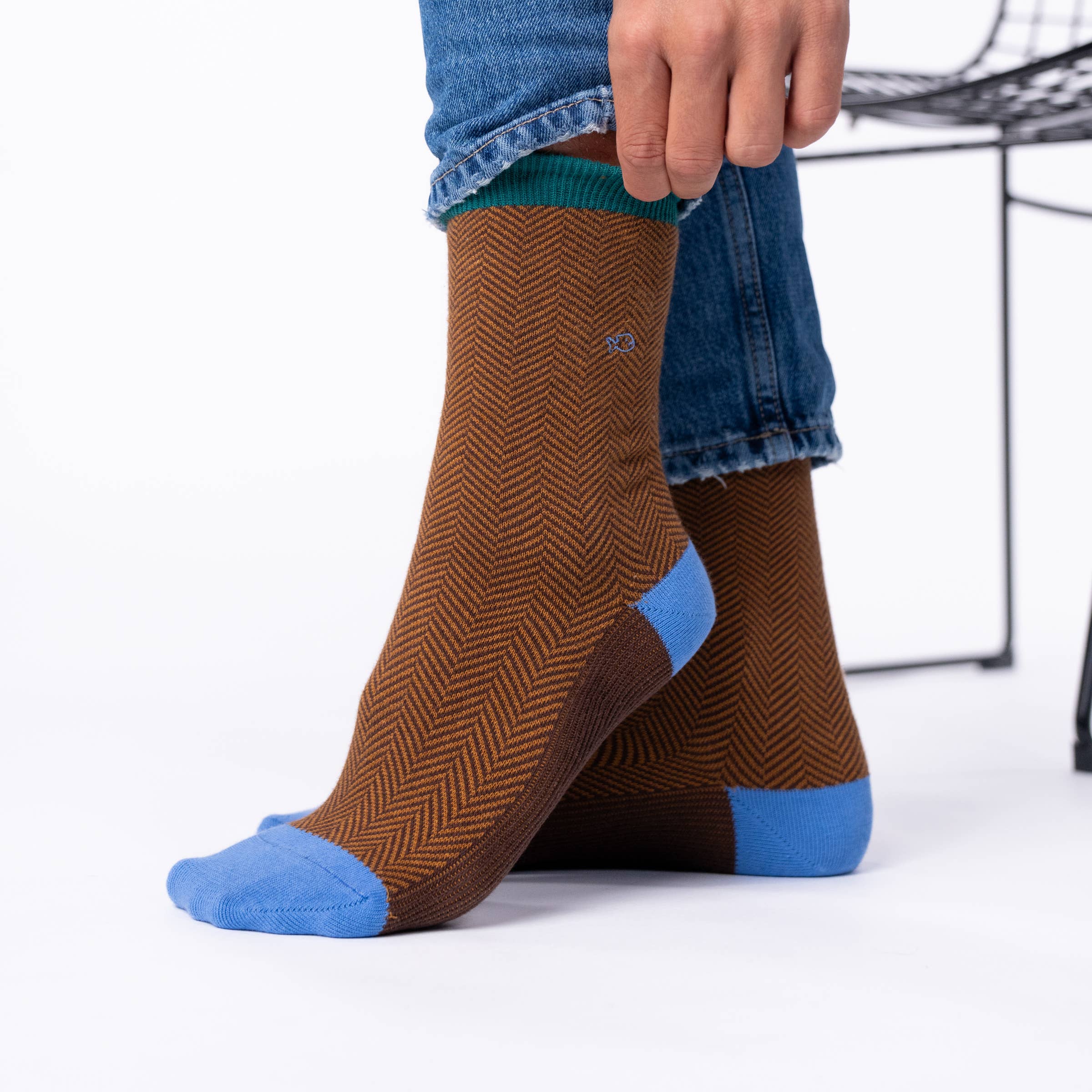 Spruce Chevron Combed Cotton Socks