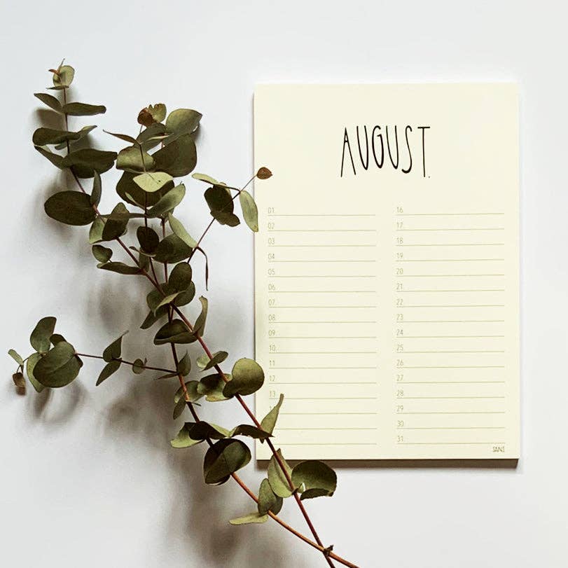 Birthday Calendar Calligraphy