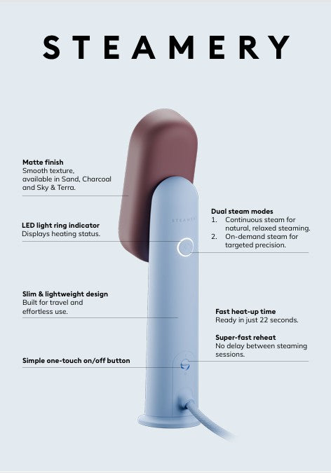 Steamery Cirrus Lite Travel Steamer | Sky & Terra