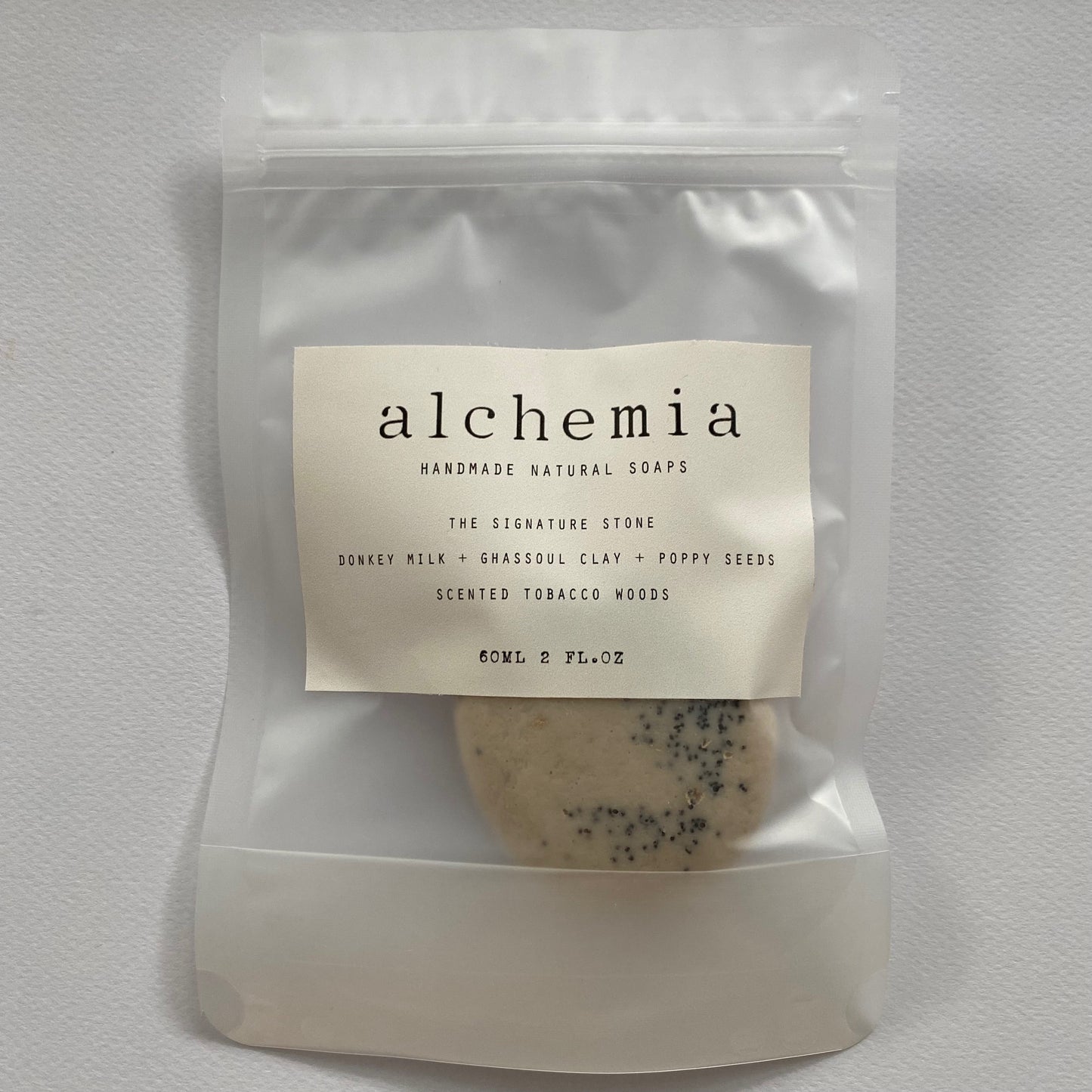 Alchemia Soaps The Signature Stone | Donkey Milk + Ghassoul Clay + Poppy Seeds, Scented Tobacco Woods €15.3